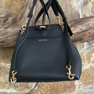 Stuart Weitzman Brielle Leather Convertible Backpack — Black